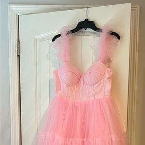 AVA GOWNS mia tulle gown in light pink